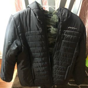 Eddie Bauer black to camo kids reversible jacket